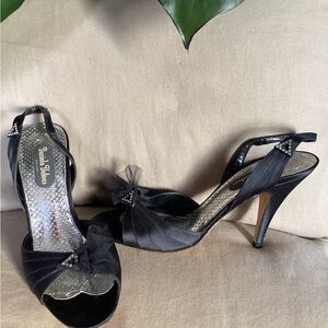 DANIELA VETEES Vintage Black Satin Heels 7